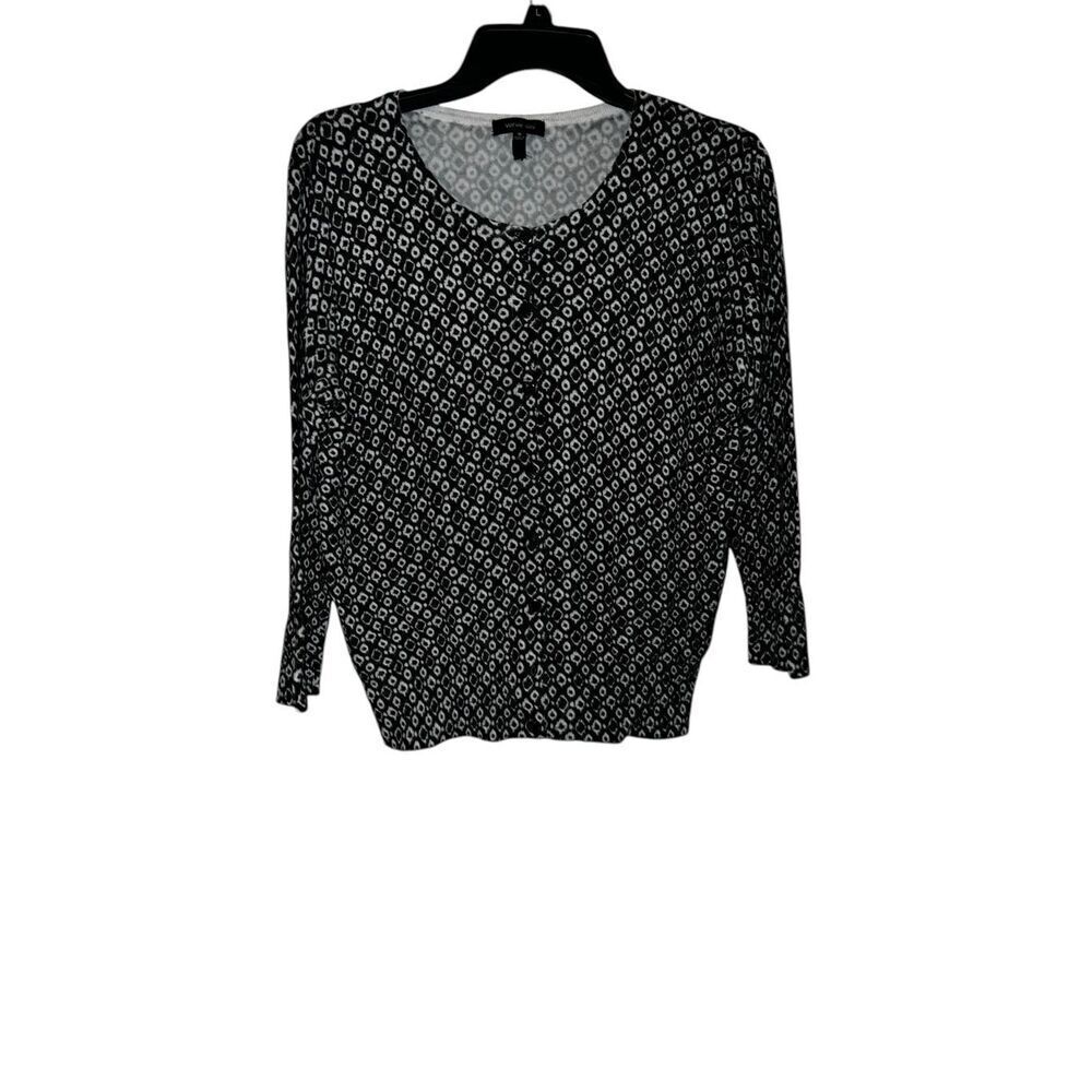 verve ami cardigan black & white sz m Button Down Round Neck Preppy Emo